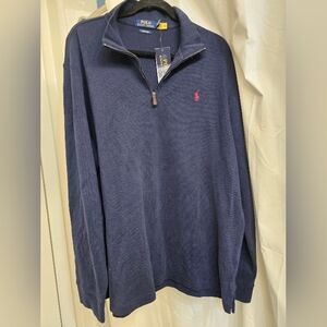 Polo RALPH LAUREN Pullover Sweater With Zipper NAVY BLUE XL With Tags